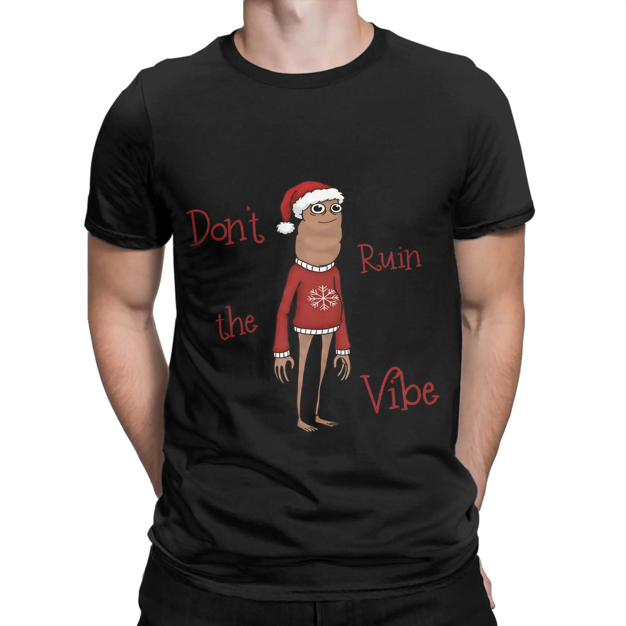 

Printed Don't Ruin The Vibe Vintage Christmas Marcus The Worm Meme T Shirt for Men Women Cotton T-shirts Short Sleeve Clothes