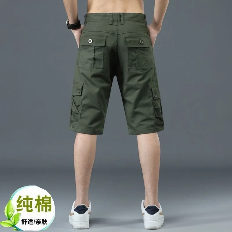 

New Summer Fashion Trendy Pure Cotton Outdoor Sports Multi-pocket Cargo Shorts Men's Casual Loose High Quality Plus Size Shorts