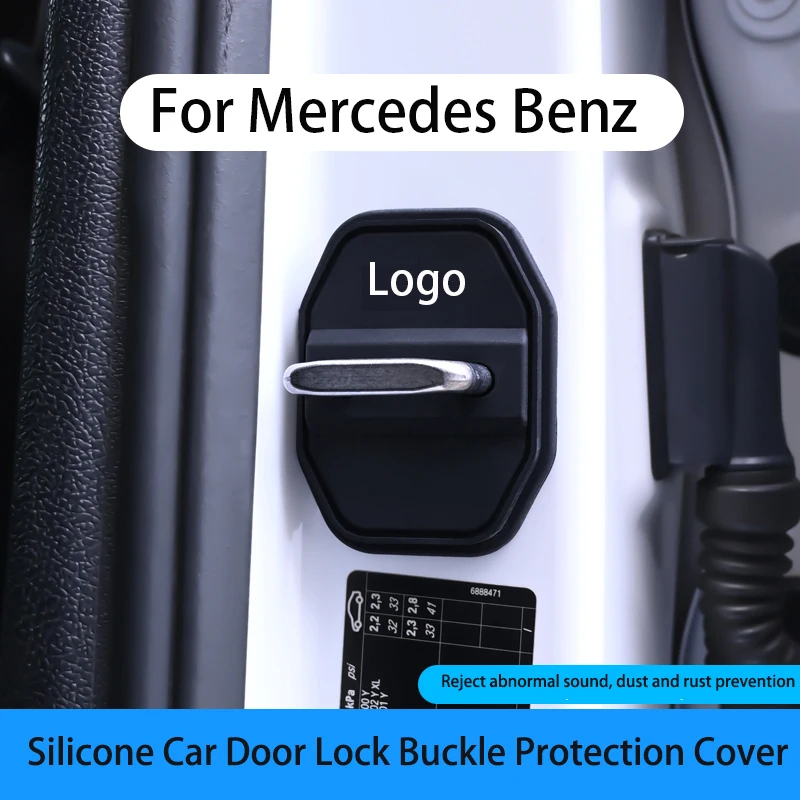 2PC/4PC/ Silicone Car Door Lock Buckle Protection Cover for Mercedes Benz B C E S Class GLS GLC EQC GLE GLA GLS EQS Silent