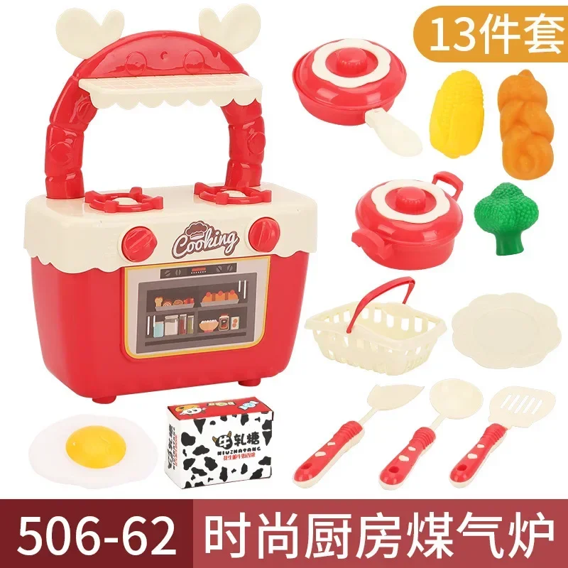 Diy Mini Children's Kitchen Toys Sound And Light Kitchenette Safe Plastic Pretend Role Play Tableware Kids Educational Toy Gifts