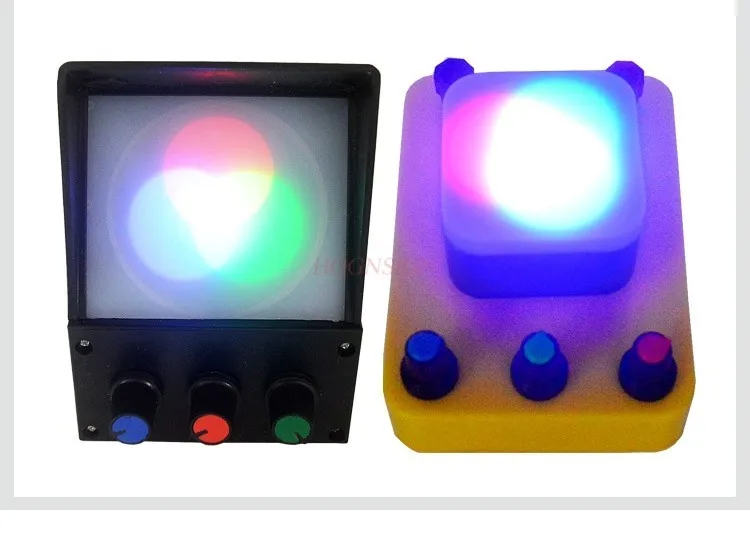 Three primary colors of light synthesis experimenter red, yellow and blue three-color synthesis demonstrator physical optics