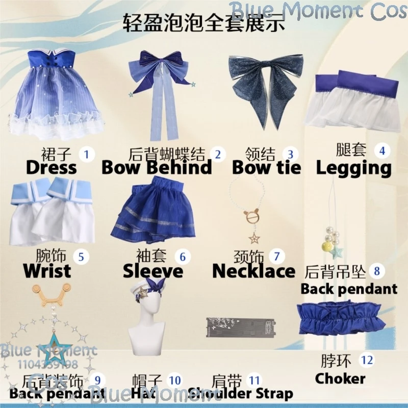 Game Infinity Nikki Cosplay Nikki Costume Puff Sleeve Bow Dress Purple Lolita Choker Hat Dinner Women Girl Holloween Customized