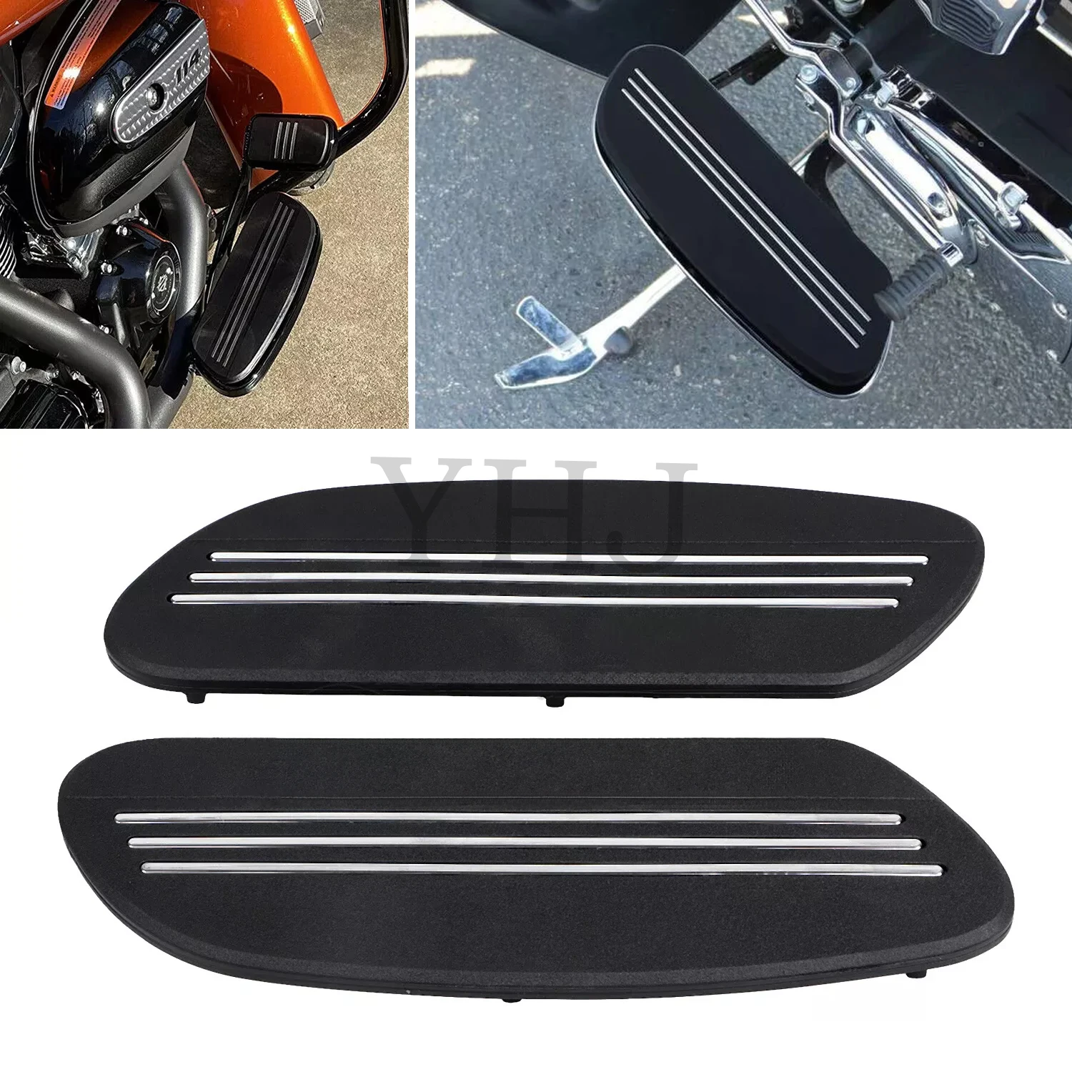 

For Harley Touring Electra Road Street Glide King FLTR FLHX 1993-Up Motorcycle Driver Insert Floorboard Footboard Pad Black