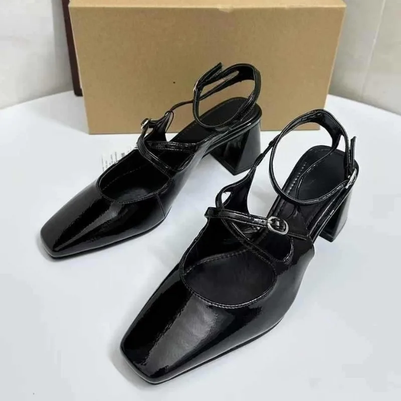 

Leopard Print Chunky Heels Women Mary Jane Shoes Chic Square Toe Elegant Ankle Strap Wedding Party Female Slingback Pumps