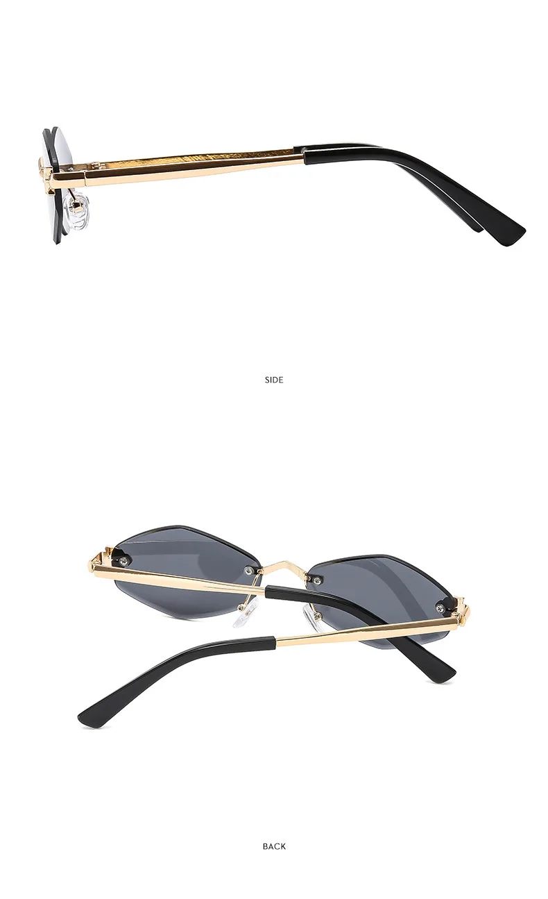Rahmenlose Rhombus personalisierte Damen-Sonnenbrille, elegante und vielseitige klassische Sonnenbrille, luxuriöse und hochwertige Sonnenbrille UV400. – Detail 14