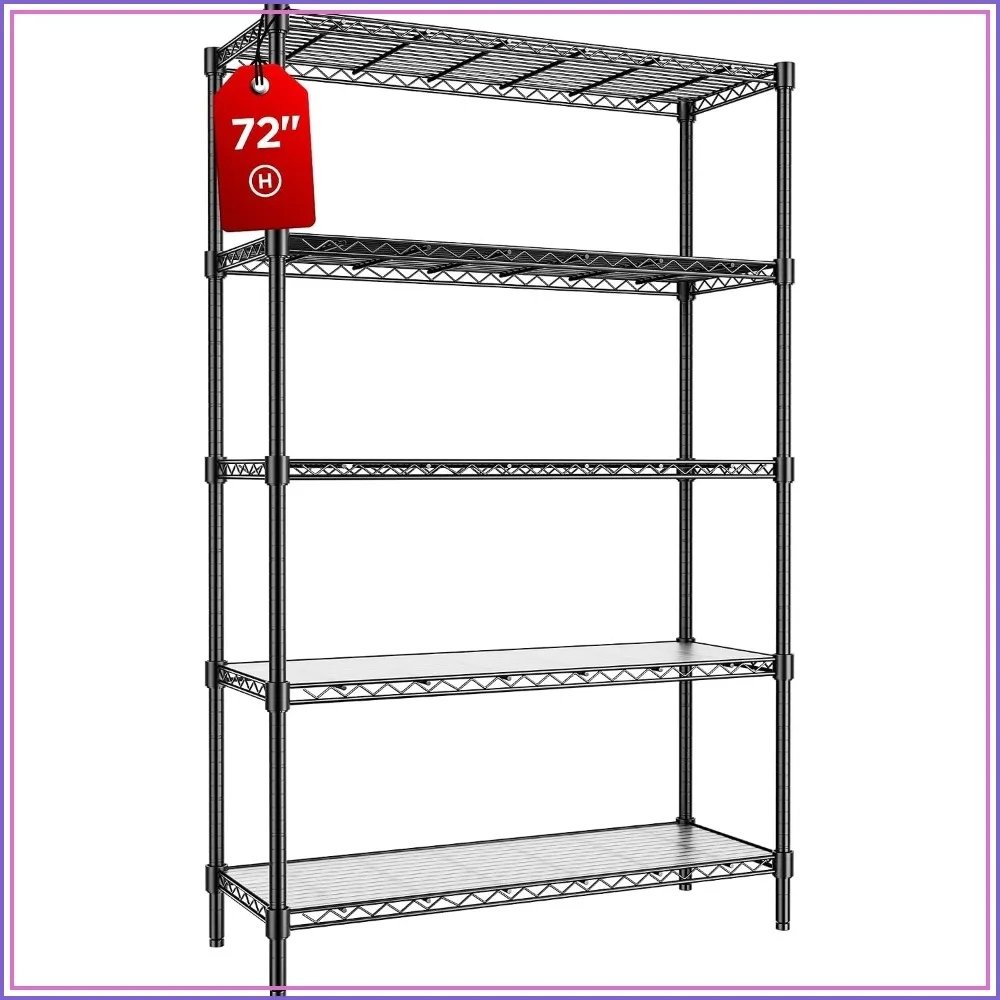 45" W x 16" D x 72" H Metal Wire Shelving Unit Adjustable, Heavy Duty, 1875LBS Capacity
