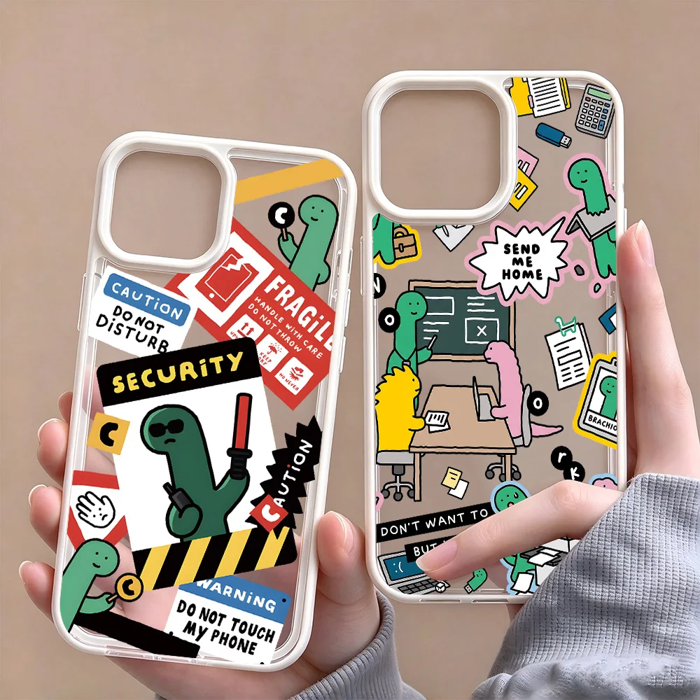 Fun Quirky Little Dinosaur Advanced Acrylic Clear Phone Case for IPhone 18 17 Air 16 E 15 14 13 12 11 Pro Max Plus Simple Cover