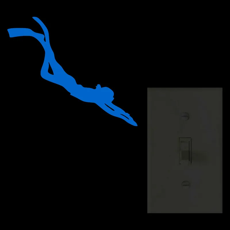Swimming Sticker Glow in the Dark Diving Sticker Kids Room Shop Wall Switch Decor Fridge Door Laptop Car Body Window Sport Decal