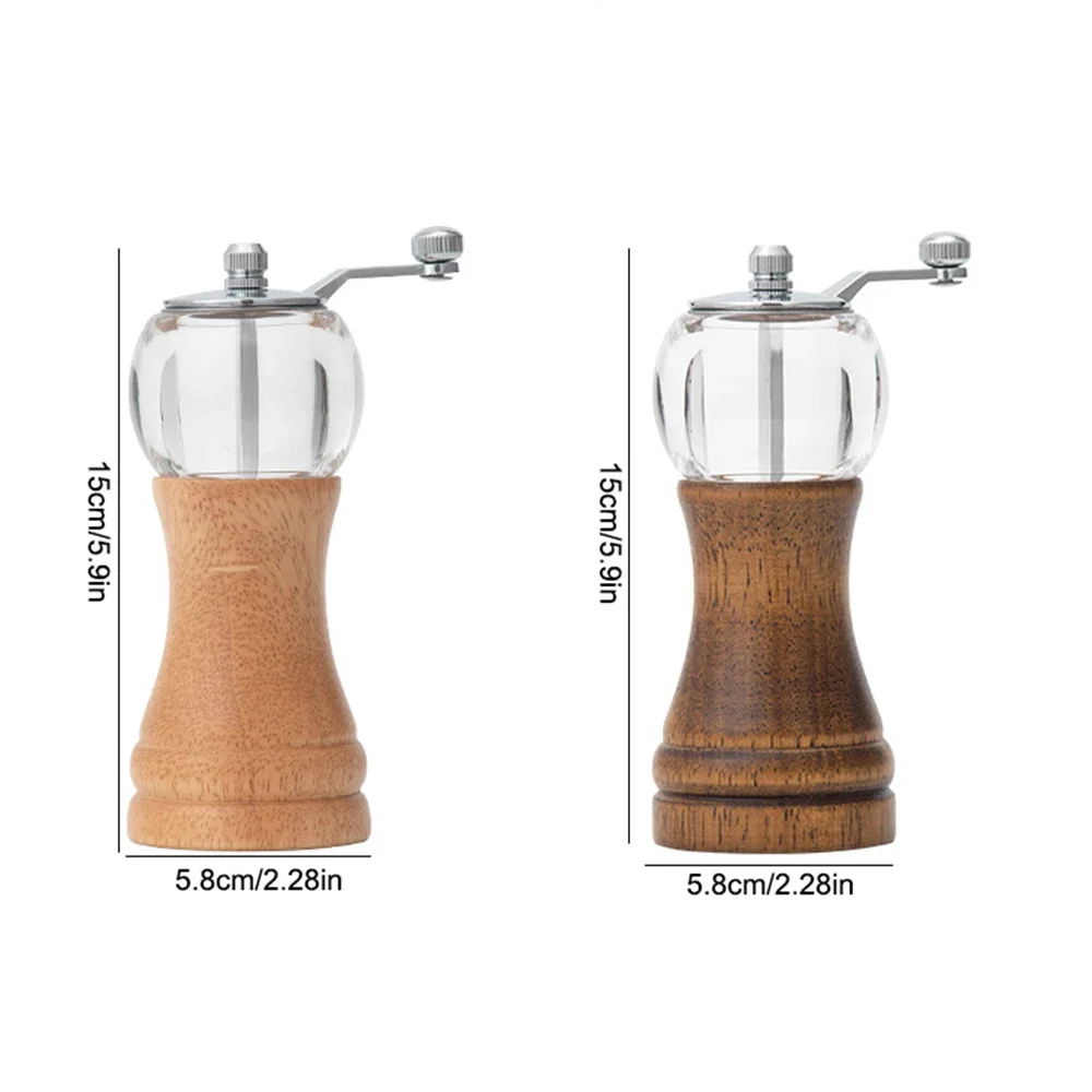 1Pc Manual Wooden Pepper Grinder Sturdy Salt Pepper Mill with Ceramic Grinding Cores Adjustable Coarseness Spice Salt Grinder