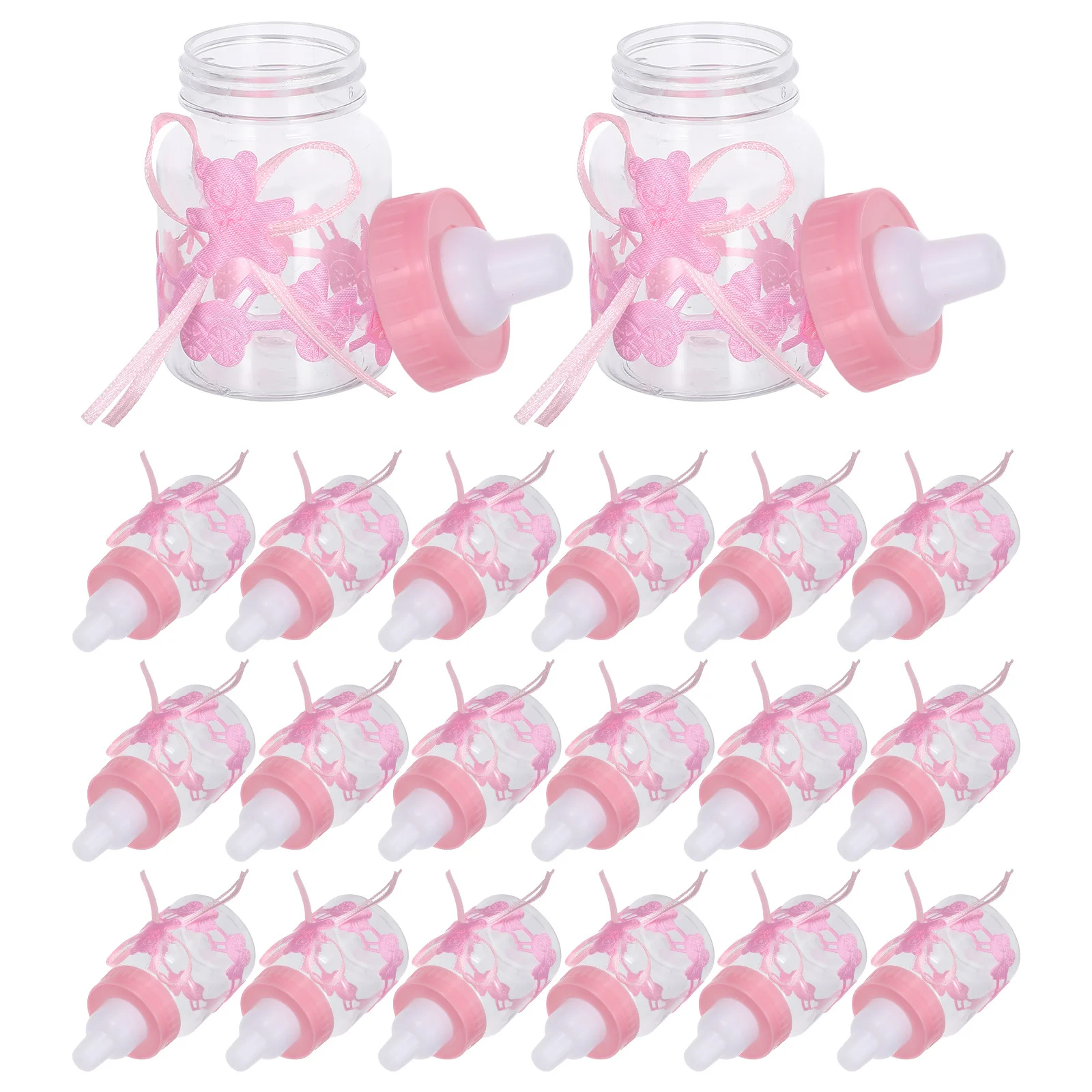 

24Pcs Bear Baby Bottle Candy Boxes Transparent ABS Material Baby Shower Party Favor Containers Reusable Wedding Treat Storage