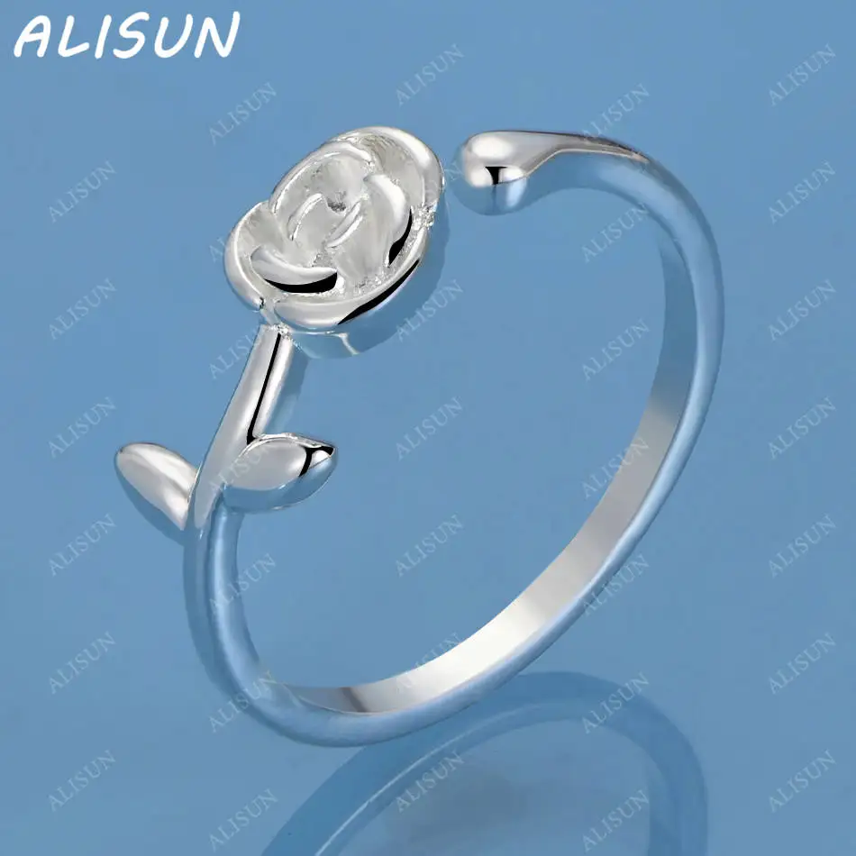 

ALISUN 925 Sterling Silver Rose Open Wedding Ring For Women Grace Jewelry Trend Fashionable Birthday Party Gifts