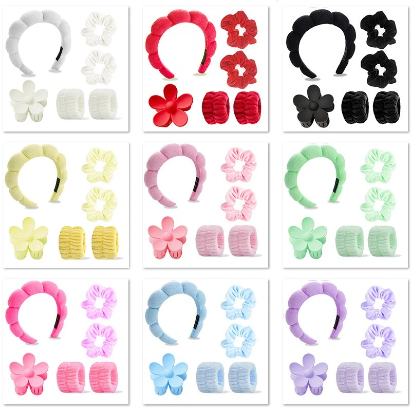 

Шестикомпонентная повязка на голову для мытья лица, повязка на голову с облаком, универсальная повязка на голову для красоты и йоги, подарочная коробка для шпильки с кольцом для толстой кишки