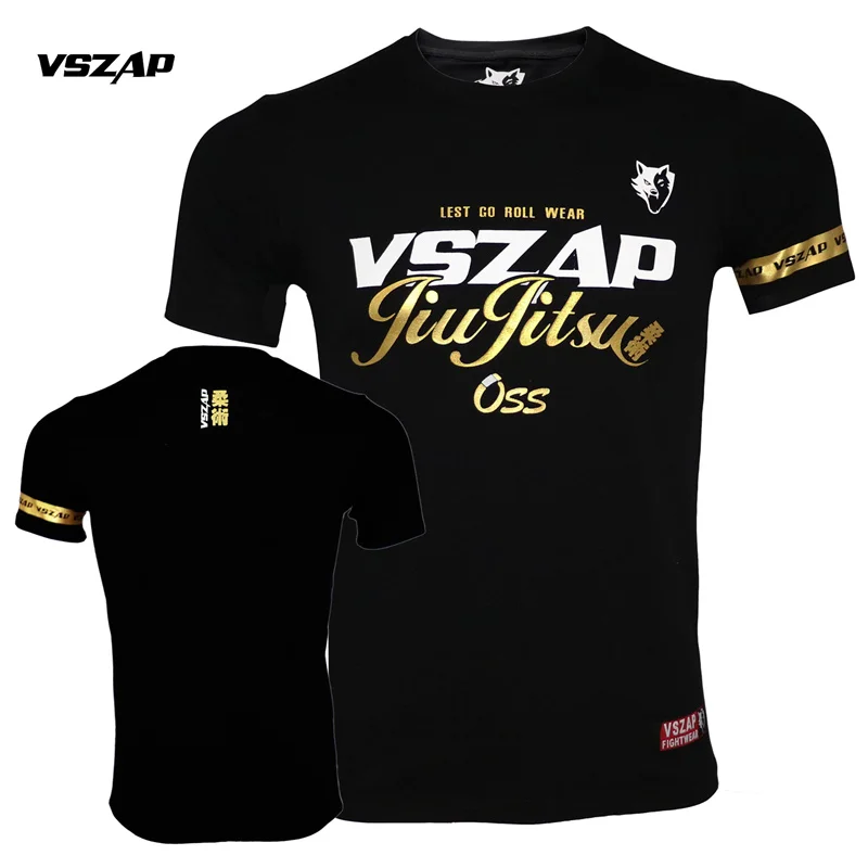 Vzap-short sleeve t-shirt for men, Muay Thai sports, jiu jitsu words, casual, fitness, fight, MMA fighting suit