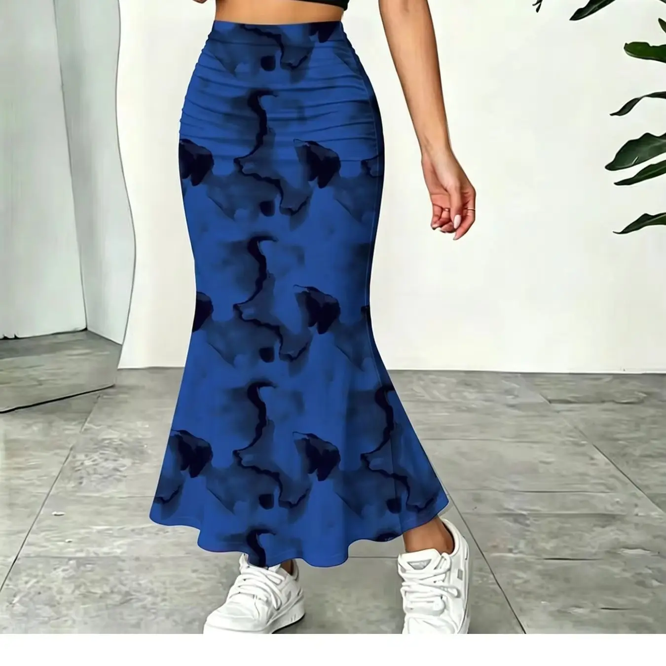 Women Pink White Polka Dot Fishtail Midi Skirt Pleated Wrap High Waist Casual Elegant Party Trendy Summer Streetwear Fashionable