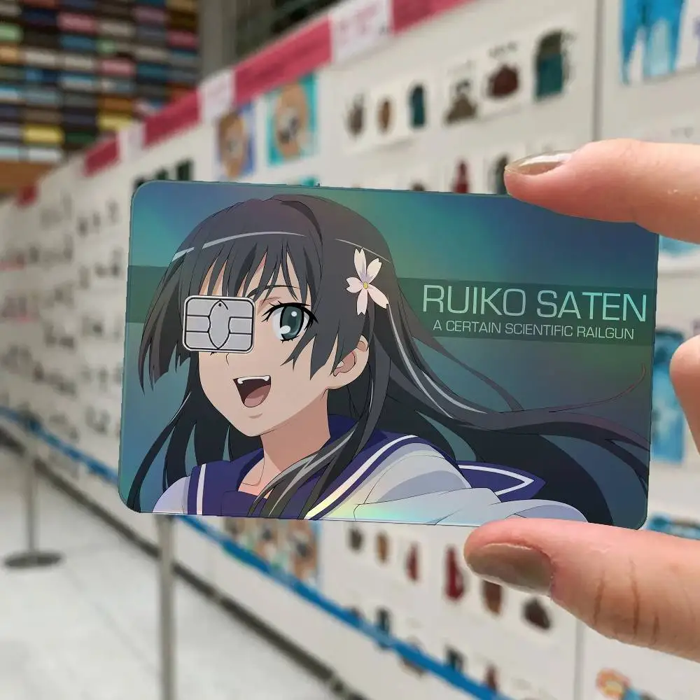 A Certain Scientific Railgun 4Pcs Laser Card Stickers Vinyl Skin For Credit Debit Bank Cards Waterproof Resistant Protective