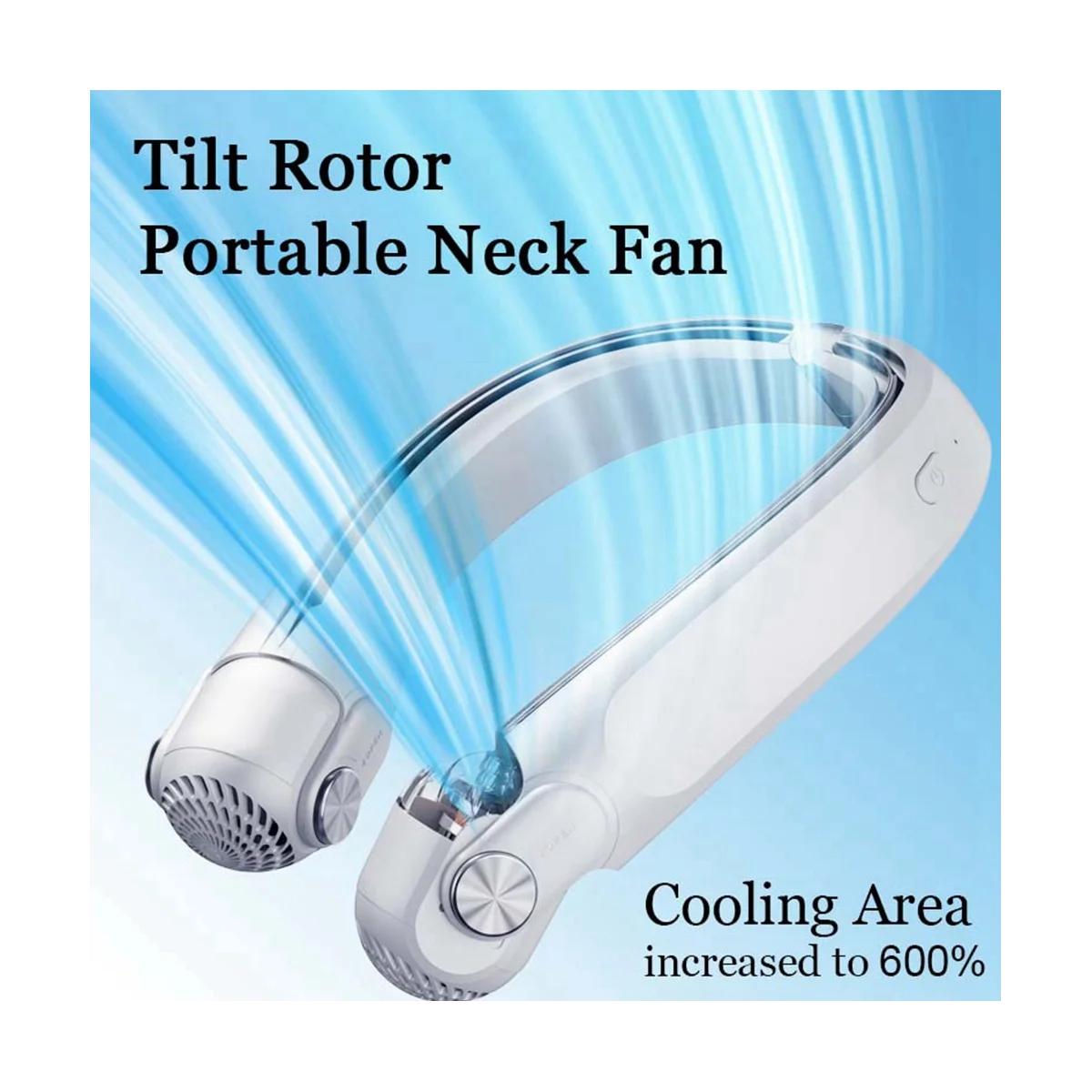 Ventilador de pescoço portátil de 3 velocidades, ventilador de resfriamento com faixa de pescoço mãos-livres, mini ventiladores turbo recarregáveis USB