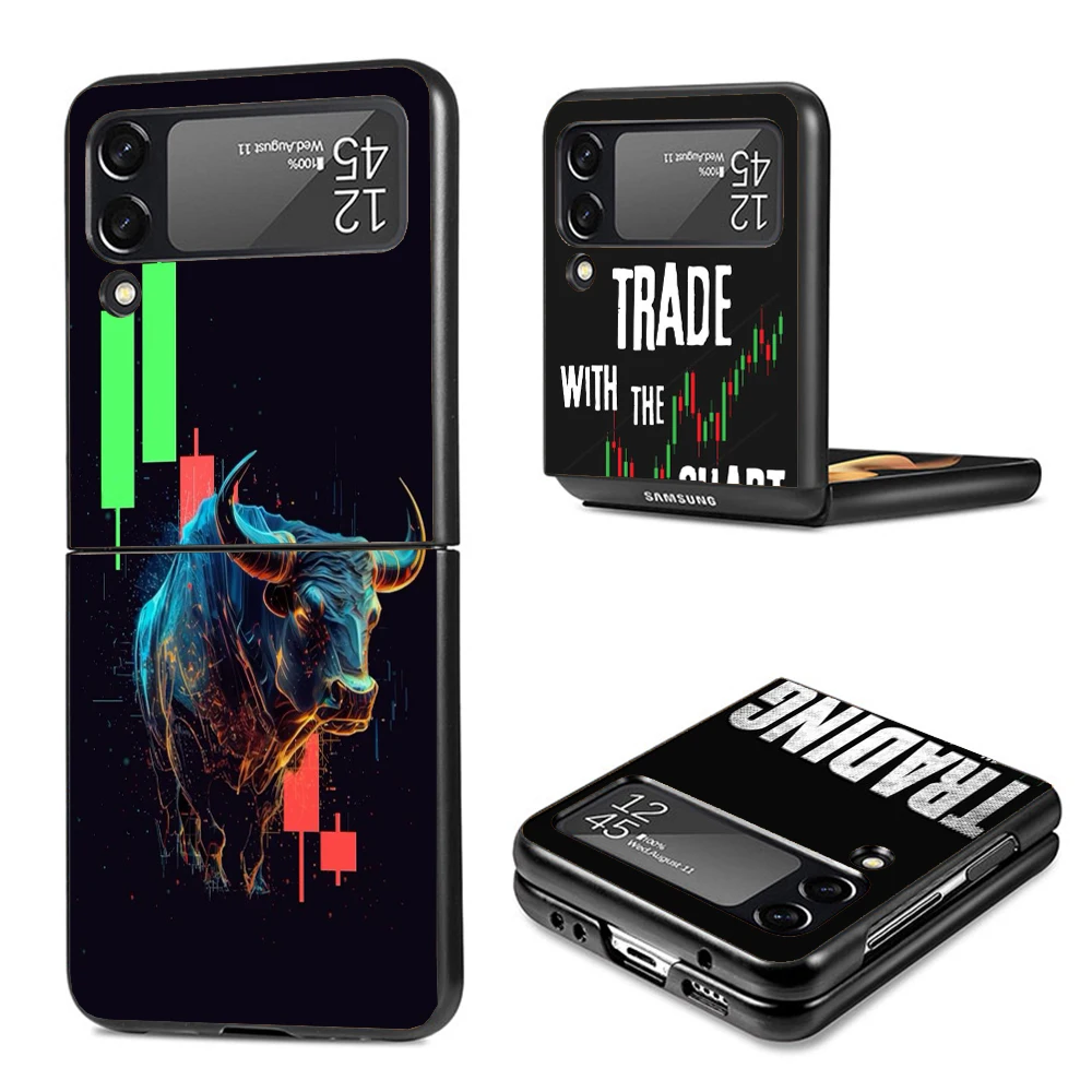 Trade Investment Forex Stock Market Phone Case For Samsung Galaxy Z Flip3 Flip4 Flip5 Flip6 PC Shell For Z Flip 3 4 5 6 Hard Fol