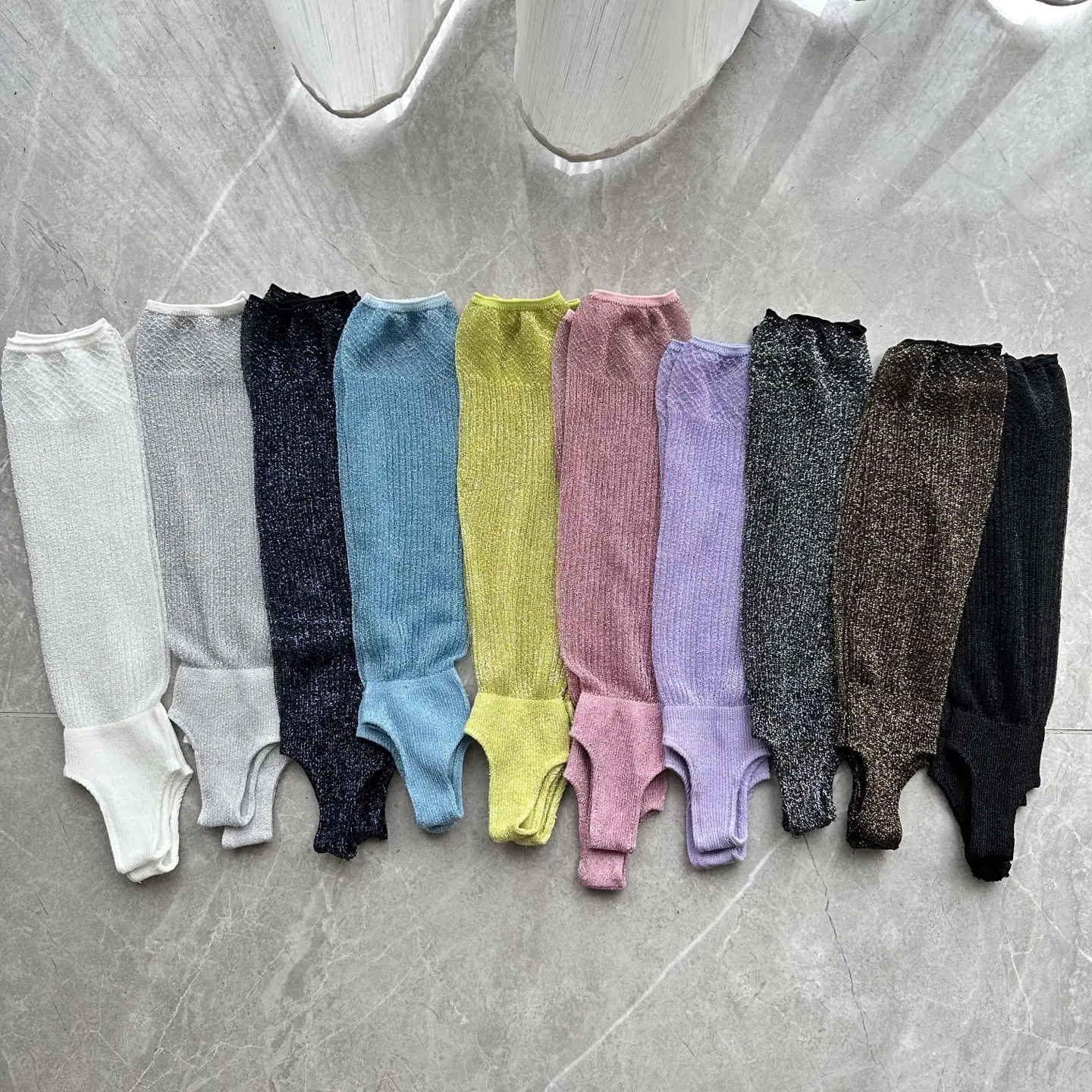 

Gold thread semi-sheer yarn Women's tube socks