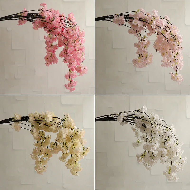 80CM Imitation Cherry Blossom Artificial Flower Silk Cloth Long Branch Flower Wedding Home Office Decoration Flower Arrangement