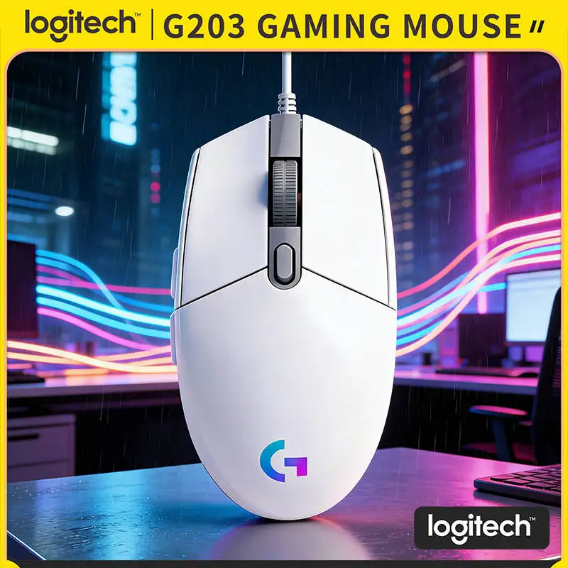 

Игровая мышь Logitech G203, 8000 точек на дюйм, регулируемая, LIGHTSYNC RGB, 16,8 м, цвета, 6 кнопок, 85 г, гарантия 2 года, ПК, Mac, ноутбуки