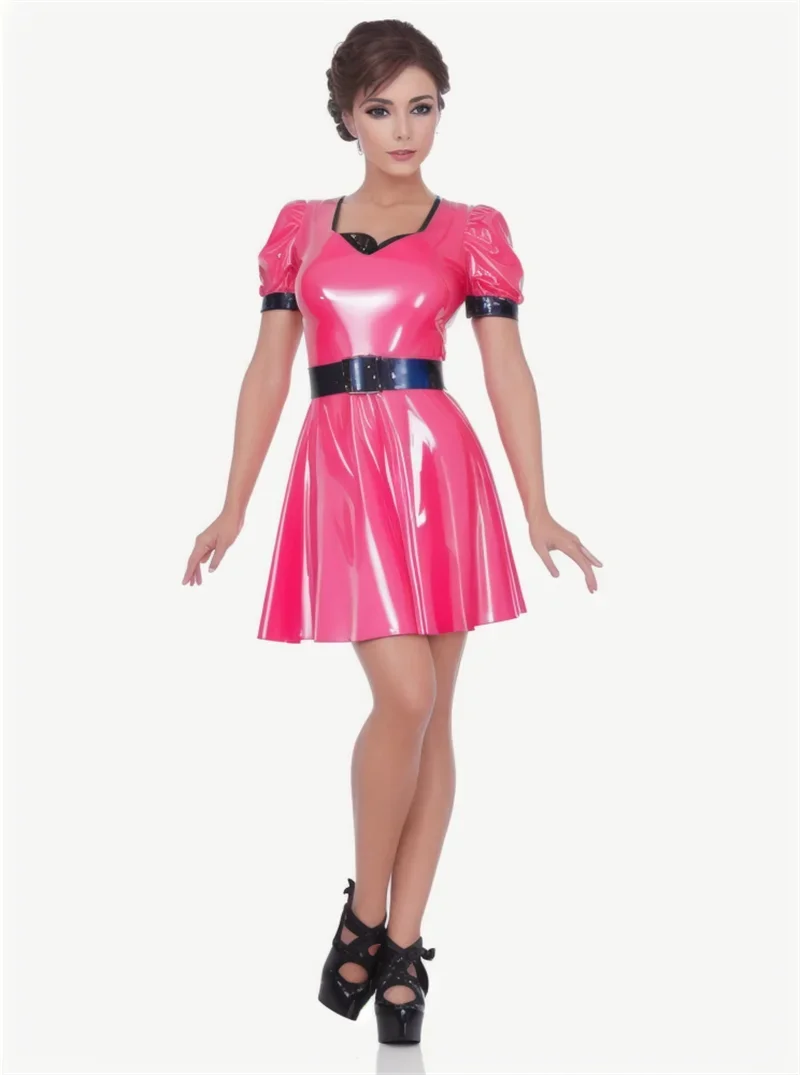 

latex dress women fetish skirts gummi rubber long sexy gloves gummy fetish wear wetlook latex princess dress sexy skirts women