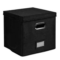 Vinyl Record Storage Box for up to 50+ 12-Inch Albums, Records Crate, LP Album Storage, Fabric Storage Boxes with Lids