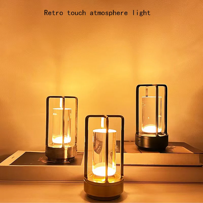 Outdoor Light Luxury Retro Style Camping Atmosphere Light Bar Restaurant Rechargeable Desk Lamp Touch Decoration Night Light