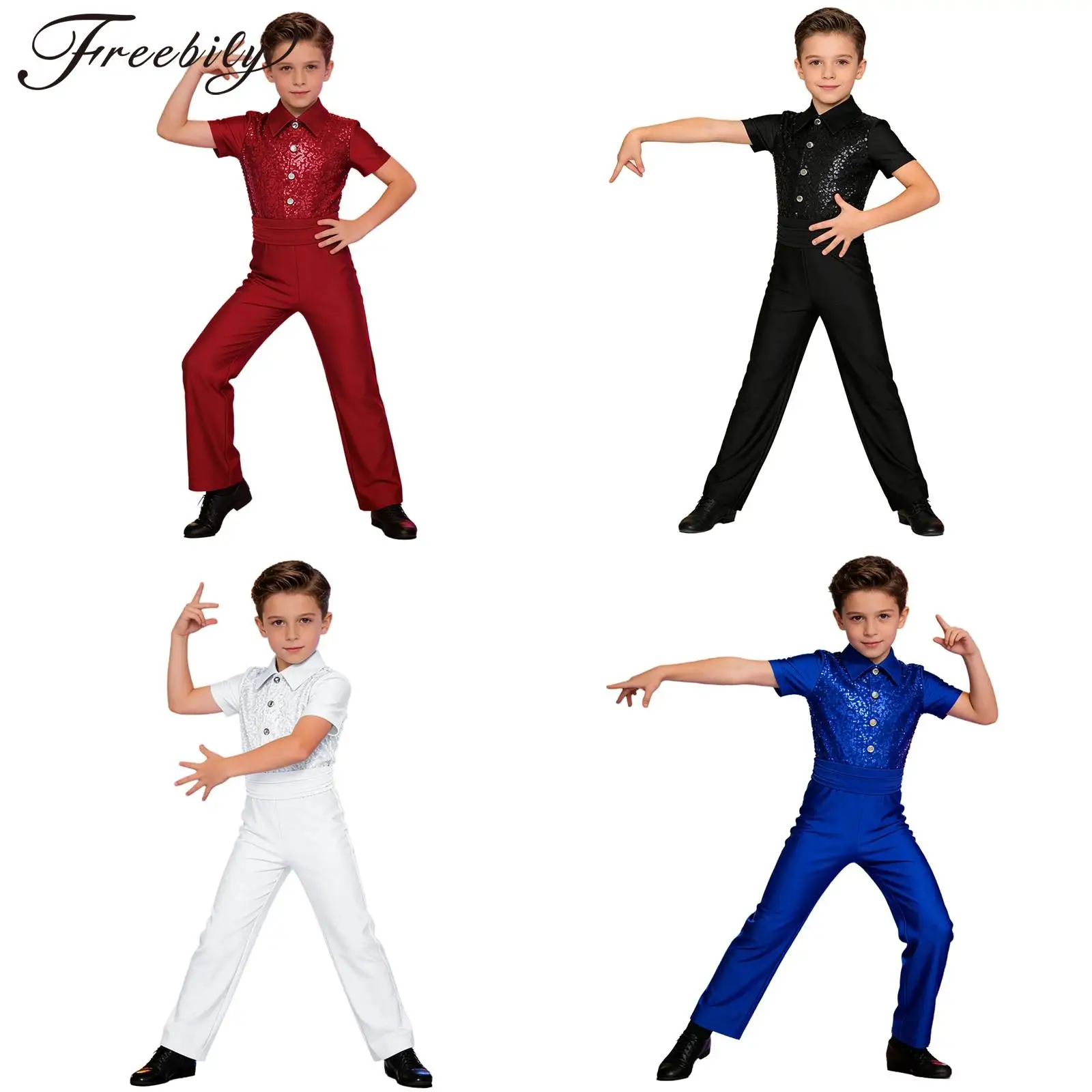 

Детский комбинезон-боди для сальсы, танго, бальных танцев, фигурного катания, латиноамериканских и современных танцев для мальчиков, с отложным воротником