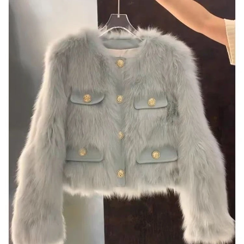 

2024 Autumn and Winter New Imitation Fox Fur Coat Women's Foreign Style Small Fragrance Short Young Fashion Thickened Coat