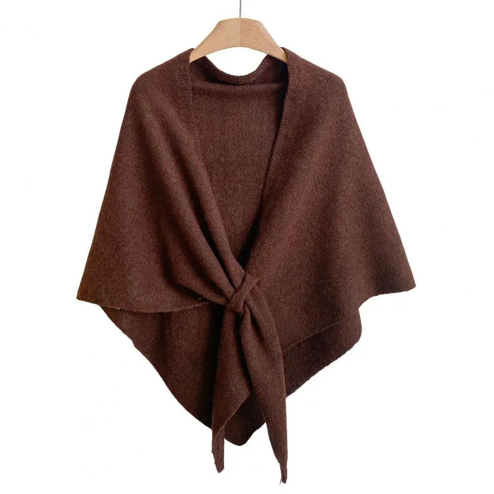 Chal triangular a rayas elegante para mujer, chal de Cachemira tejido, cárdigan envolvente, capa con Poncho de hombro de lana cálida