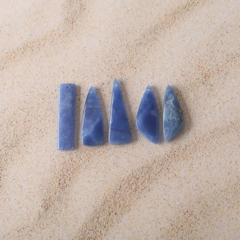 Blue Onyx Gemstones Multi-Shaped Set Polished Finish for Artisanal Jewelry Boho Creations Design 41X14X4mm-15g