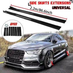 8PCS 2.2m Universal Side Skirt Extensions Winglet Splitters Lip Side Spoiler For VW Golf Polo For Audi A3 A4 A5 For BMW F20 F30