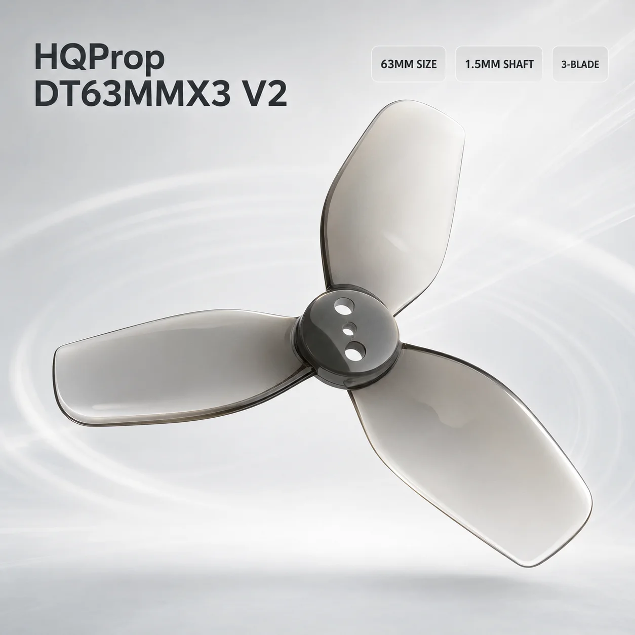 HQProp DT63MMX3 V2 63mm 3 Blade Ducted Cinewhoop Props 2.5 Inch FPV Racing Drone Propeller 1.5mm Shaft 2CW 2CCW PC Grey 4PCS Set