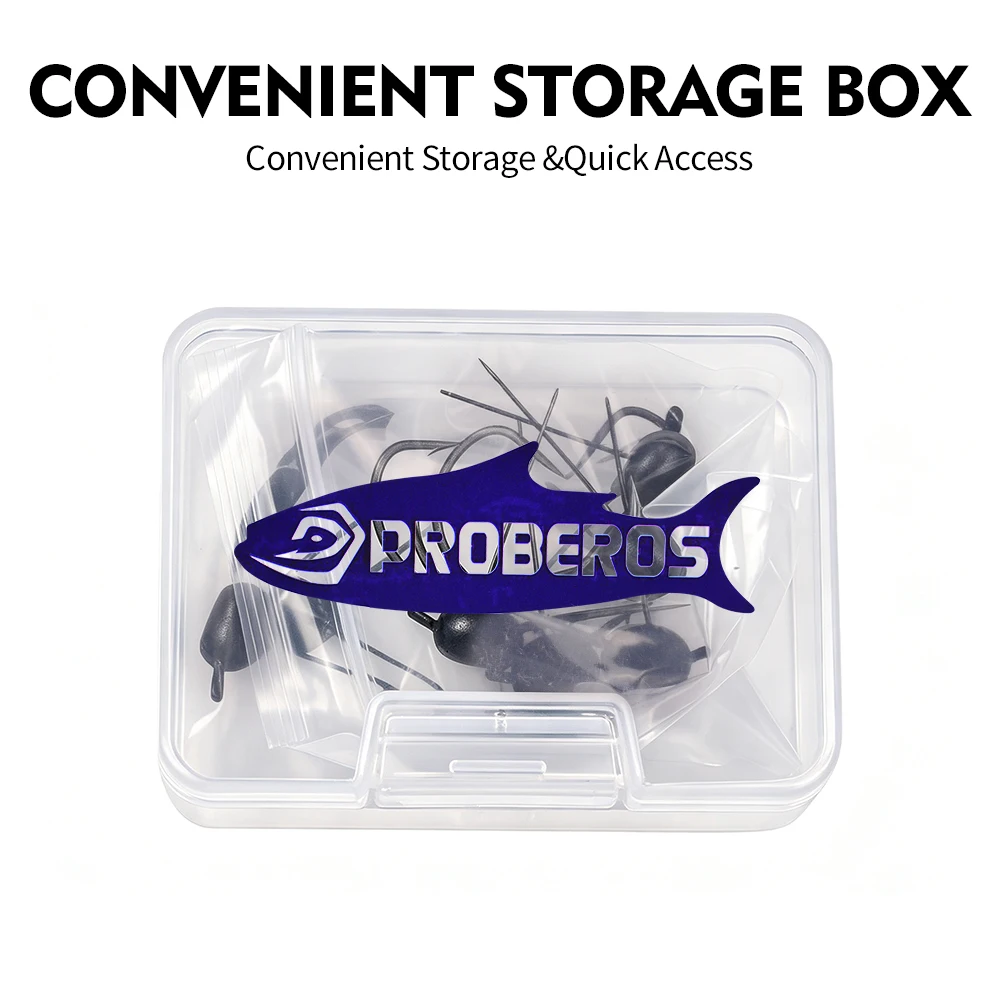 PROBEROS 10 Stück/Box Unkrautfreie Blei-Jig-Krankhaken aus Hochkohlenstoffstahl, gewichteter Offset-Fischhaken, Weichköder, Texas Rig Angelzubehör – Detail 8