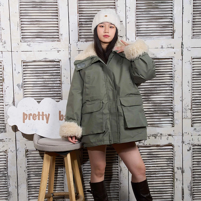 

Утепленная водонепроницаемая парка из овечьего вельвета в корейском стиле, модная, для повседневной носки, с внутренней подкладкой из полиэфирного волокна, короткое пальто для зимы