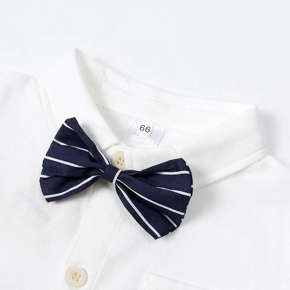 100% Cotton Baby Onesie Triangle Bodysuit Detachable Bow Tie Bodysuit Gentleman Tie Long Sleeve Baby Boy Clothes Baby Boys