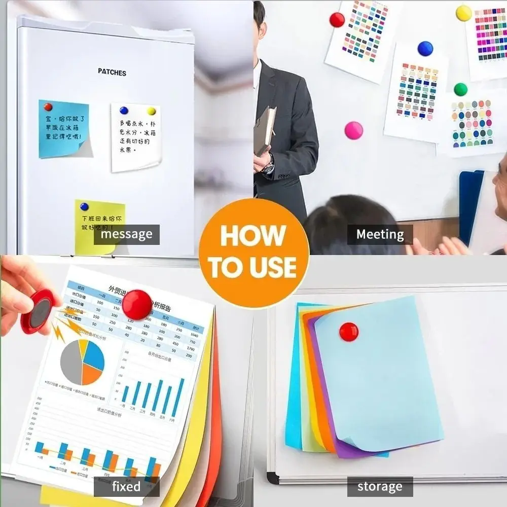 Neue 20/30/40mm Magnetische Perlen Runde Bunte Tafel Aufkleber DIY Magnetische Tasten