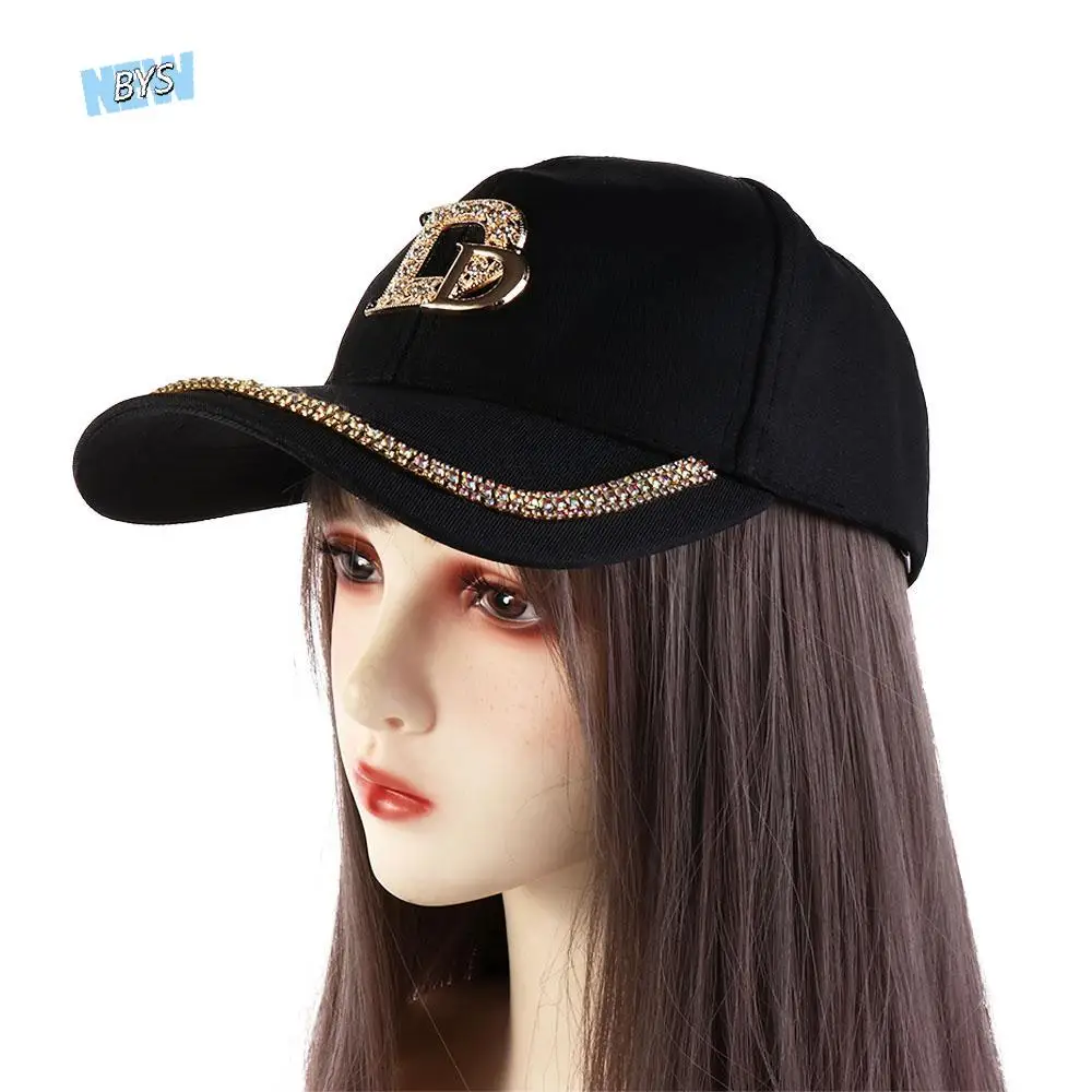 

Hat Letter D English Letters Letter M Bling Rhinestones Adjustable Peaked Cap Women Baseball Cap Korean Style Sun Visor