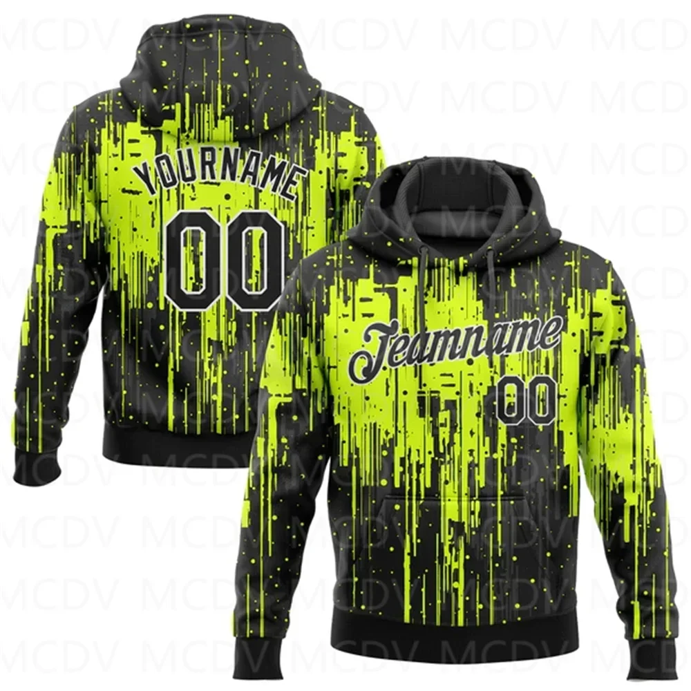 Neon Green Black-White 3D Pattern Design Sports Pullover Sweatshirt Hoodie   3D Printed Hoodies Unisex Casual Street Tracksuit