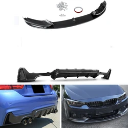 Front Bumper Spoiler Lip Blade & Rear Diffuser Bilateral Exhaust Double Out For BMW F32 F33 F36 4 Series 435i M Sport 2014-2020