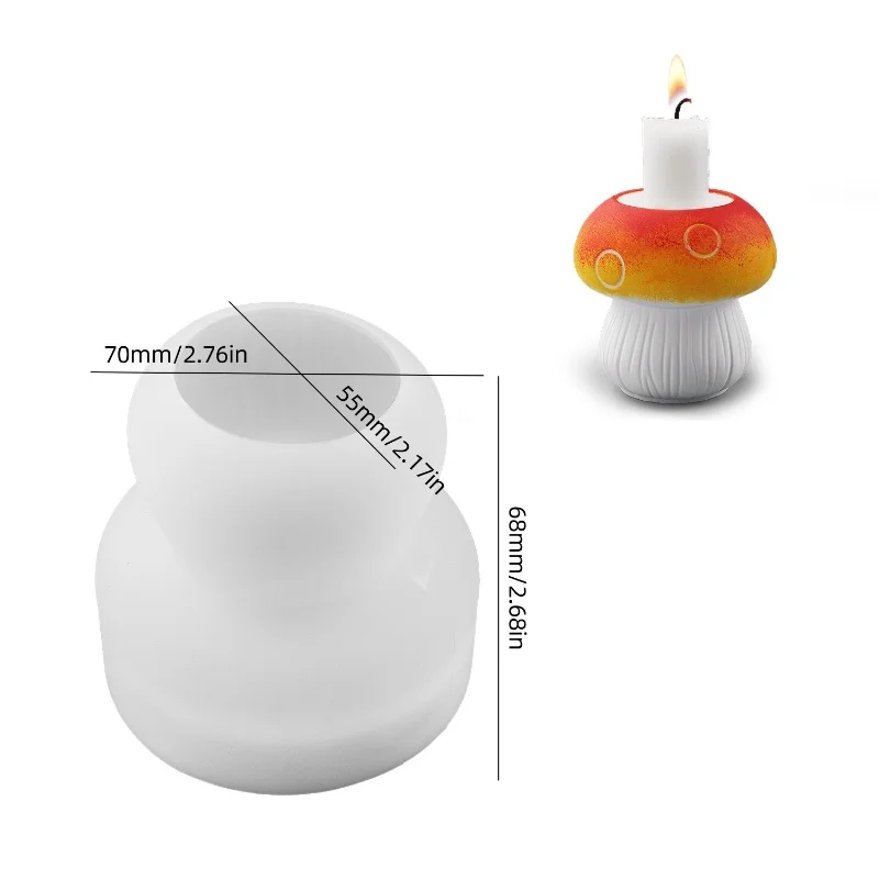 DIY Mushroom Candle Holder Base Silicone Mold Gypsum Aromatherapy Candle Decoration Desktop Ornament Resin Mold Home Handicrafts