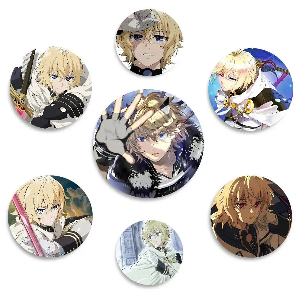 Mikaela Hyakuya Anime Seraph Of The End Abzeichen Runde Laser Abzeichen Cartoon Brosche Kleidung Rucksack Zubehör Revers