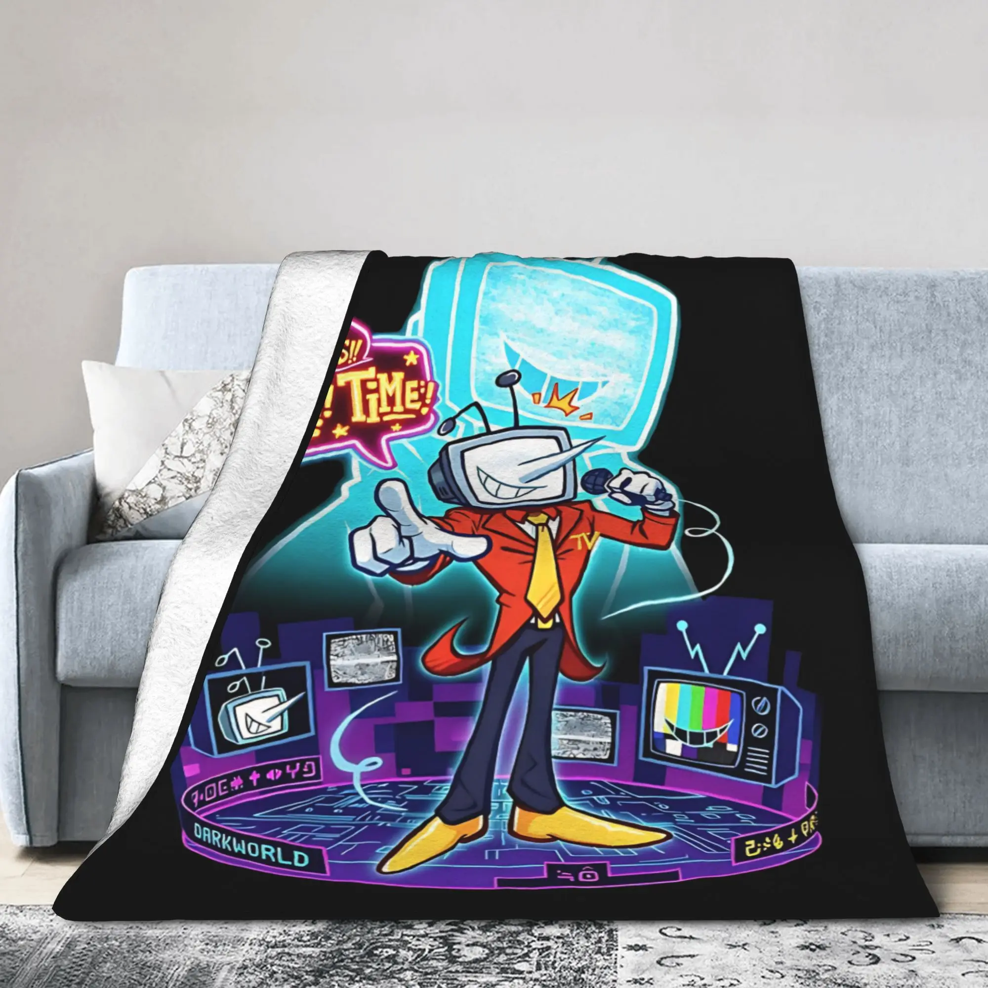 Mr. Tenna It's TV Time deltarunes Blanket Coral Fleece Plush Spring Autumn Warm Throw Blanket for Bedding Office Rug Piece