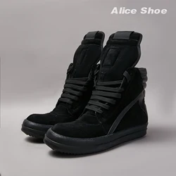 Brand Casual Men Shoe High Top Women Sneaker Quality Black Geobasket Cow Suede Shoe Zip Luxury Platform Trainer Flat Ankle Boot