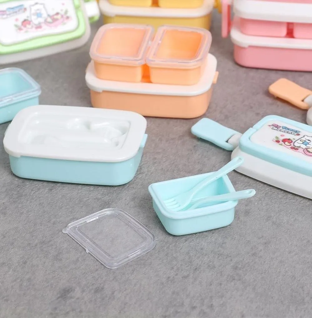 1:6 Doll House Dccessories Dollhouse Lunch Box Set Kitchen Props Cartoon Simulated Dinner Box Miniature Bento Box Model