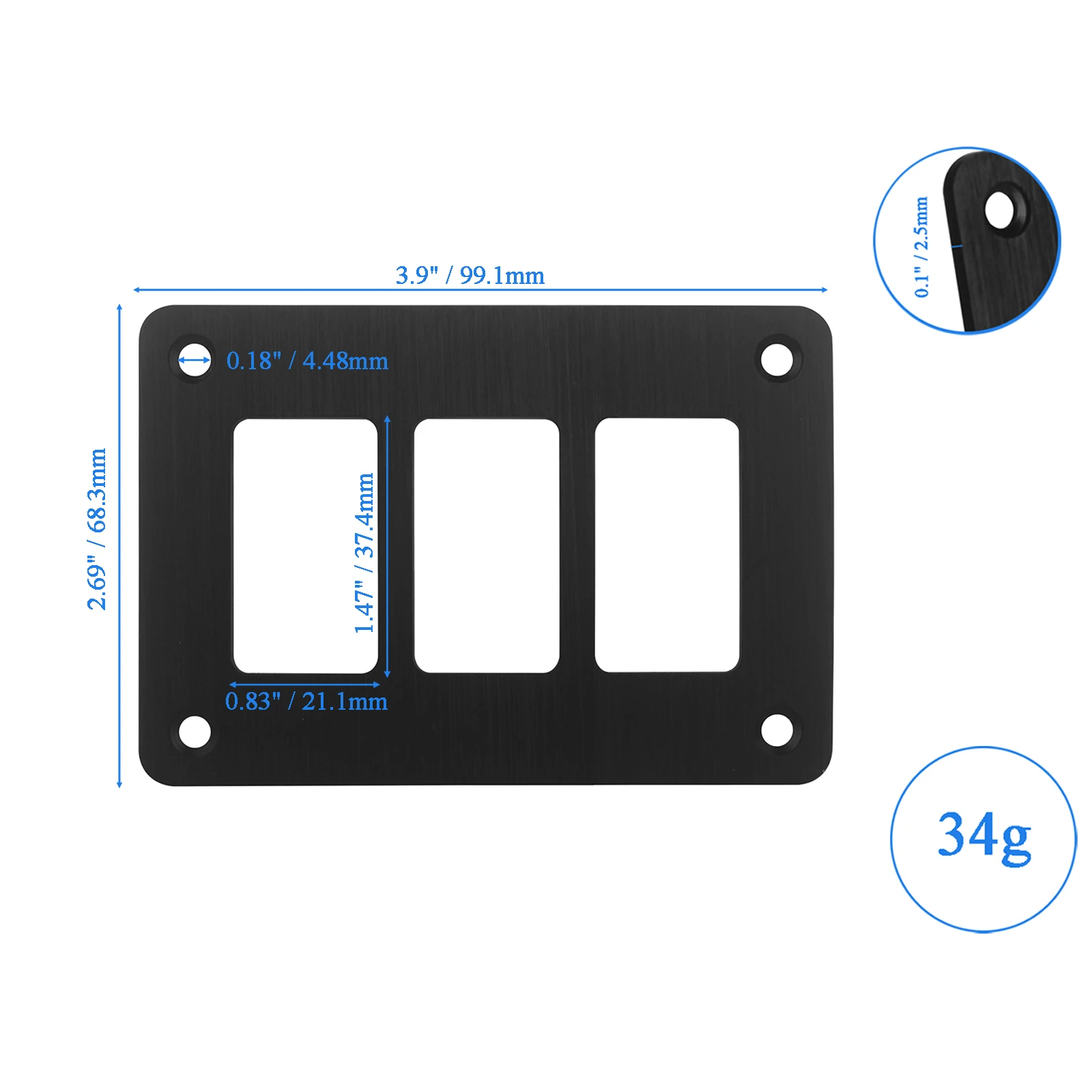 1 / 2 / 3 / 4 / 6 / 8 Gang Rocker Switch Housing Frame for Carling ARB NARVA (37mm x 21mm) Dashboard Panel Installing Aluminum