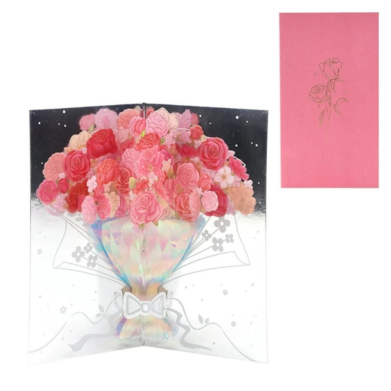 

Happy Birthday Card 3D Birthday Rose Poping up Cards Rose Birthday Party Gifts New