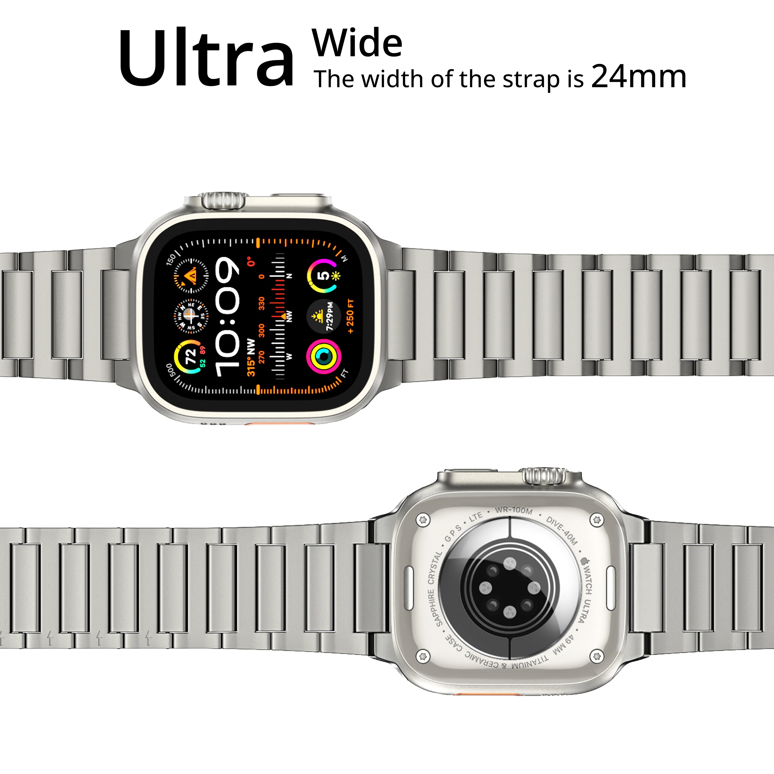 Lululook-Grade 4 Banda de titânio para Apple Watch Ultra, 49mm Band, Strap com fecho magnético, iWatch Ultra 2/1