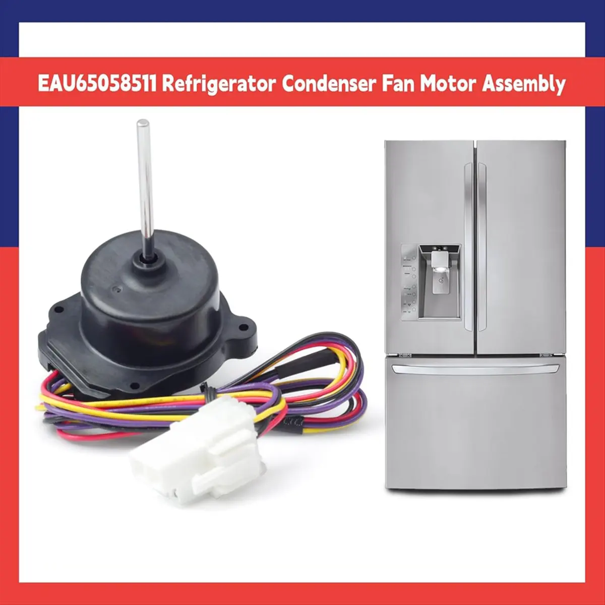 (A64E) EAU65058511 Refrigerator Condenser Fan Motor Assembly Compatible Freezer Evaporator Fan Motor Parts Replace RFD3410A111A