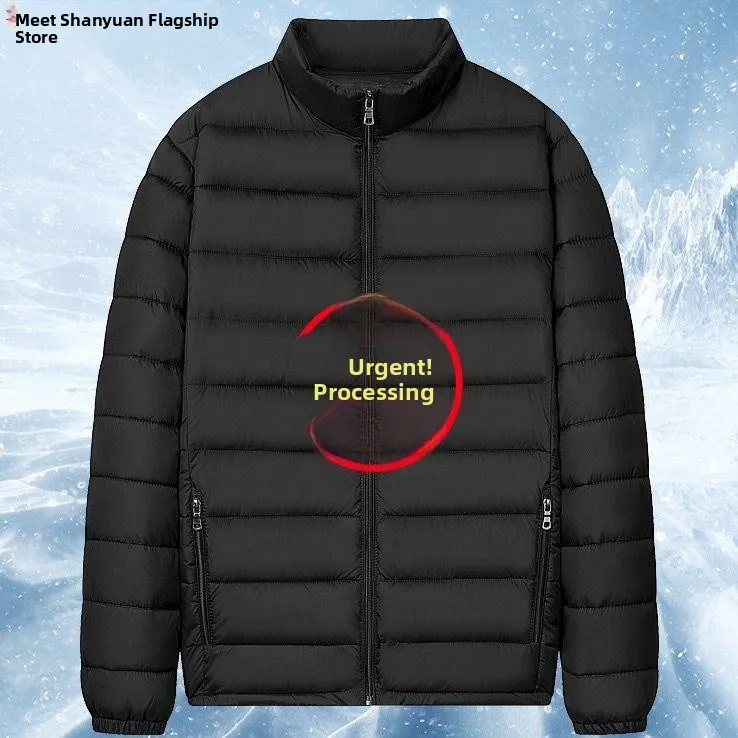 

Men's Lightweight Padded Cotton Jaet Stand Collar ort Sle Warm Coat Hooded Workwear Outerwear Casual Autumn Winter